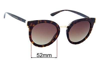 Dolce & Gabbana DG4371 Sunglasses Replacement Lenses 52mm Wide 