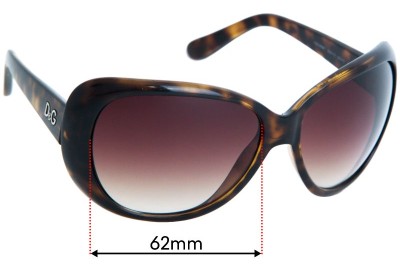 Dolce & Gabbana DG8081 Replacement Lenses 62mm wide 