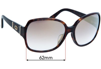 Gucci GG3144/F/S Replacement Lenses 62mm wide 