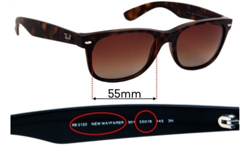 Ray Ban RB2132 New Wayfarer Replacement Lenses 55mm wide 