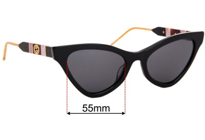 Gucci GG0597S Replacement Lenses 55mm wide 