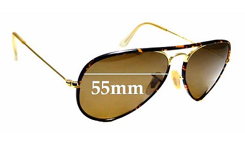 Sunglass Fix Replacement Lenses for Ray Ban RB3025-J-M Aviator - 55mm Wide 
