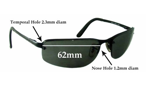 Sunglass Fix Replacement Lenses for Ray Ban RB3239 - 1.2mm Nose Holes - 62mm Wide 