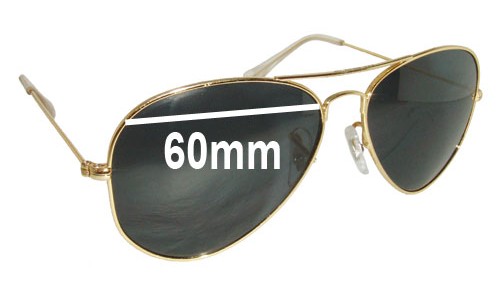 Sunglass Fix Replacement Lenses for Ray Ban RB1103 - 60mm Wide 