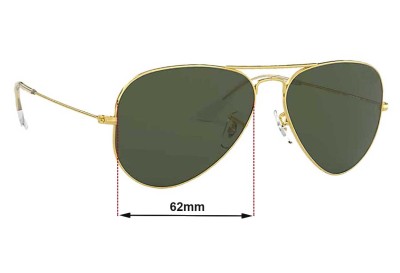 Ray Ban B&L Aviator RB3026 B&L - Not Large Metal Replacement Lenses 62mm wide 
