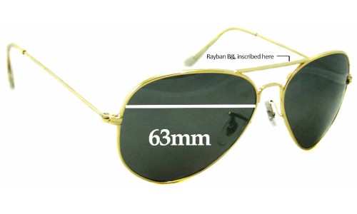 Sunglass Fix Replacement Lenses for Ray Ban B&L Aviators RB3026 - 63mm Wide 