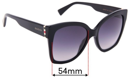 Sunglass Fix Replacement Lenses for Gucci GG0459/S - 54mm Wide 