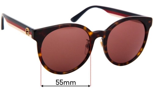 Sunglass Fix Replacement Lenses for Gucci GG0416SK - 55mm Wide 