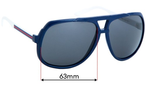 Sunglass Fix Replacement Lenses for Gucci GG1622/S - 63mm Wide 