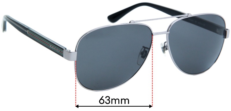 Sunglass Fix Replacement Lenses for Gucci GG0528S - 63mm Wide