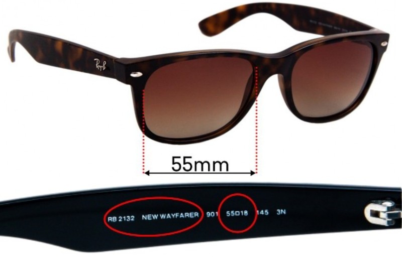 Ray Ban Rb2132 New Wayfarer 55mm Replacement Lenses